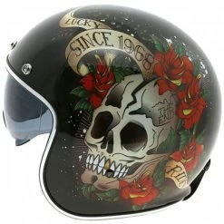 Hot Sale ✔️ Custom Mt Helmets Le Mans 2 Sv Skull & Roses A1 Black 🌟