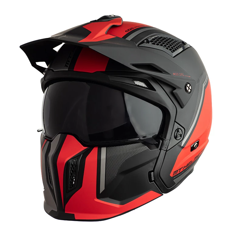 Brand new ⌛ Removable Chin Mt Helmets Streetfighter Sv Twin C5 Matt Red 🎁