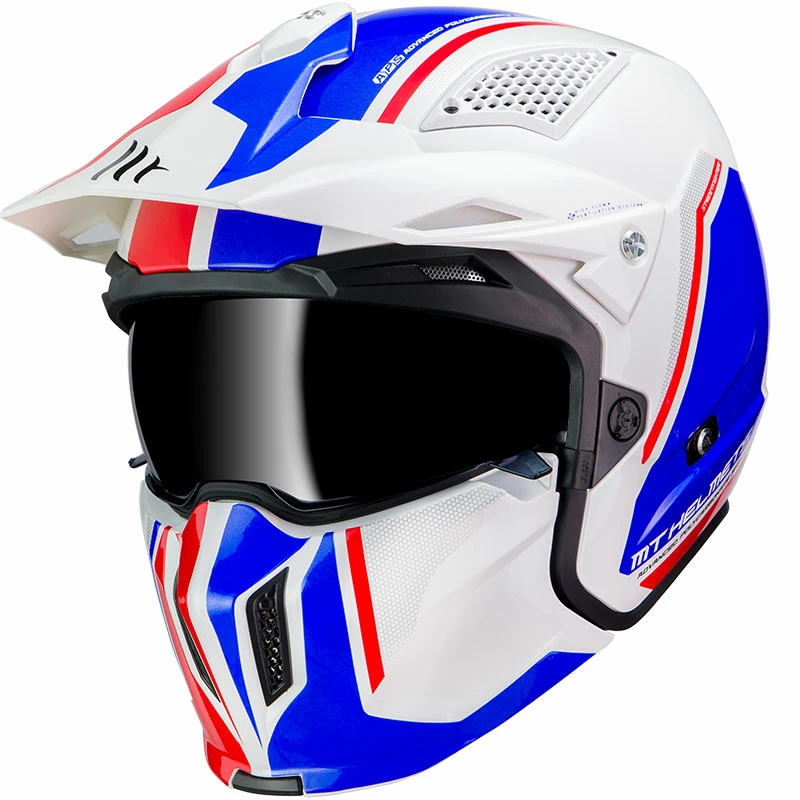 New ✔️ Removable Chin Mt Helmets Streetfighter Sv Twin B7 Pearl White 🔔