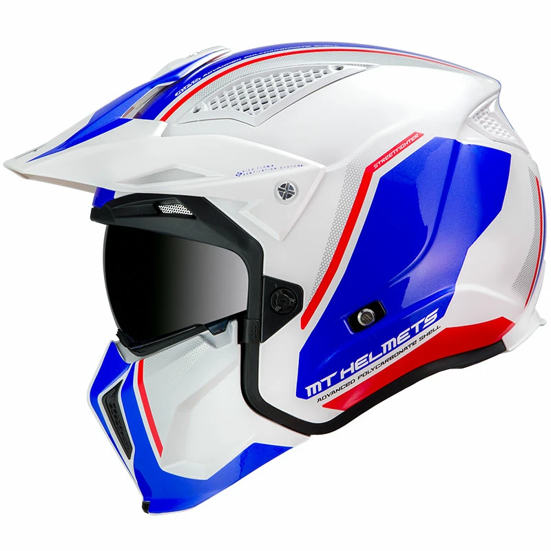 New ✔️ Removable Chin Mt Helmets Streetfighter Sv Twin B7 Pearl White 🔔 - Image 2