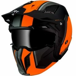 Promo ⌛ Removable Chin Mt Helmets Streetfighter Sv Twin C4 Orange Fluo 🔥